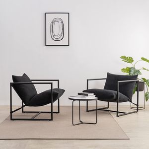 Silla decorativa de estilo moderno Sillón con marco de <span class=keywords><strong>metal</strong></span> Amortiguación de espuma triturada gris oscuro para comedor Bar Ocio - Product Image 2