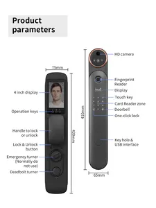 OYO kunci pintu cerdas modis desain Tuya terbaru dengan WiFi IP konektivitas fitur kamera pengenalan sidik jari pintar