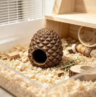 Niche en céramique personnalisée en forme de pomme de pin pour hamster, abri douillet pour petits animaux, grotte faite à la main, nid d'oiseau, abri d'hiver chaud pour souris et rats