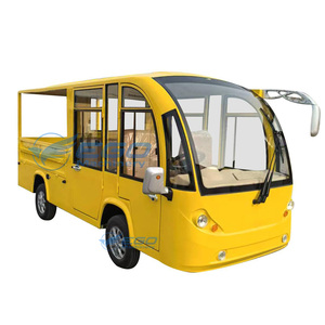 Bus touristique électrique jaune avec benne, petit bus touristique adapté aux aventures urbaines, aux stations balnéaires et au transport de marchandises - Product Image 1