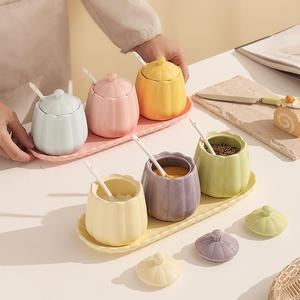 Juego de tarros de cerámica para condimentos Cream Ins Wind, diseño elegante, tarro para condimentos de tres colores, suministros de cocina, salero, venta al por mayor - Product Image 6