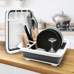 Escurridor de Platos Plegable Cuadrado Tamaño L con Organizador de Utensilios para Almacenamiento en la Encimera de la Cocina - Product Image 2