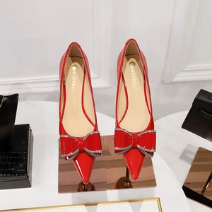 Elegantes Zapatos de Tacón Alto Rojos con Punta en Pico y Lazo, de Color Sólido, para Chicas Sexys y Bonitas - Product Image 5