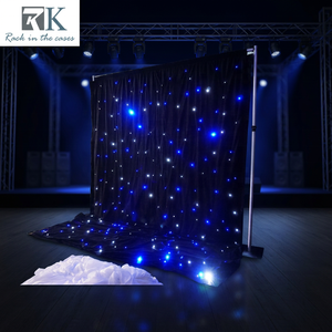 ม่านกำมะหยี่สีดำประดับไฟ LED สำหรับตกแต่งงานแต่งงาน ฉากหลังงานปาร์ตี้ - Product Image 1