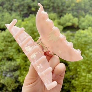 Dernière Offre Spéciale queue de cheval épissage pince à griffes personnalisée mignon acétate châteaux et étoiles acétate de cellulose griffe de cheveux - Product Image 3