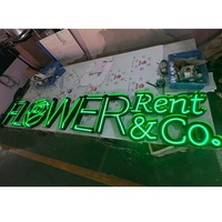 Panneaux lumineux néon Led vert personnalisé Enseigne lettre à canal 3d avec cadre en métal logo personnalisé pour signalisation extérieure professionnelle