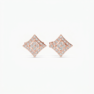 Pendientes de Diamantes Cultivados en Laboratorio Color Oro Rosa para Mujer, Corte Brillante Redondo, Estilo Pavé, Joyería Moderna para Compromiso y Boda - Product Image 1