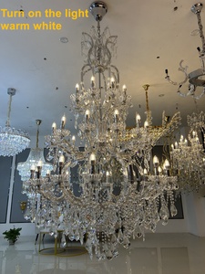 Phong cách Châu Âu Đèn chùm vàng Chrome đám cưới nến pha lê Đèn chùm khách sạn phòng khách sang trọng Đèn - Product Image 4