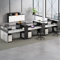 Nouvelle table de travail réglable et durable pour quatre personnes, avec chaises de personnel, design modulaire, en bois moderne, pour usage bureautique, marque OEM