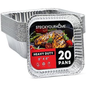 Stock Your Home Aluminum Foil <b>Pans</b> 8 X 8 Heavy Duty Disposable Baking Tray For <b>BBQ</b> Picnic 20 <b>Pans</b> - Product Image 1