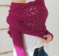 Châle long en tricot ajouré pour femme, idéal automne-hiver, avec double manche allongée, accessoire de mode