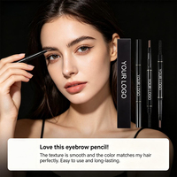 Crayon à sourcils minéral waterproof double embout avec rotation automatique, design triangulaire, effet 3D multi-usages, idéal pour les débutants