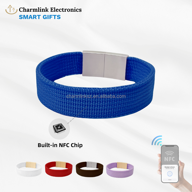 NFC RFID Jewelry Nylon Band Bracelet Wristband Stainless Steel Magnetic Buckle 13.56MHz Waterproof Business Card Access Control
