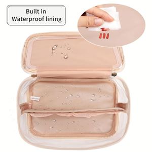 Clear <b>Makeup</b> Organizer Bag Portable Cosmetic Bag, Cute Transparent <b>Case</b> for Women and Girls Traveling Storage with Zipper - Product Image 3