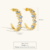 Anting-anting gelang emas kuning 18K lapis emas mewah ramah lingkungan FUAMAY Boho dengan desain vintage, potongan campuran CZ warna-warni, bentuk C, dan model terbuka.
