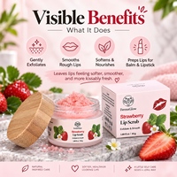 Gommage Lèvres au Sucre de Fraise Fermenté Exfoliant Lissant Hydratant Soin des Lèvres Sèches et Gercées Adoucissant Polissant Traitement Gommant