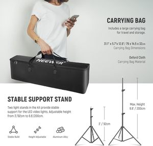 <span class=keywords><strong>Neewer</strong></span> Lot de 2 éclairages photographiques améliorés RGB660 PRO II 660 Pro II, éclairage vidéo LED RGB avec contrôle par application et kit de support pour studio - Product Image 5