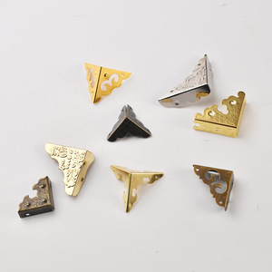 Triangle Bracket Metal <b>Corner</b> <b>Protectors</b> Retro Hollow Design For Wooden Box Edging Decoration Right Angle Pattern Hardware - Product Image 3