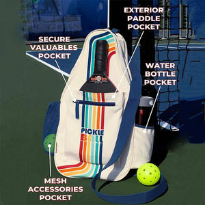 Bolsa de Pickleball Retro Personalizada con Rayas, Correa Ajustable, Nailon Impermeable, Mochila de Tela de Gran Capacidad para Hombres y Mujeres - Product Image 2
