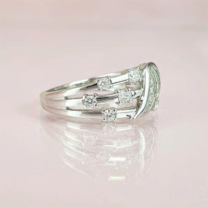 Conjunto de Joyería Nupcial F467 Infinity, Plata 925, Engaste de Diamantes Redondos, Anillos de Boda para Mujer, Joyería Fina - Product Image 3