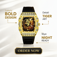 Montre automatique pour homme Tonneau Dragon Chinois Or Rose Diamants Analogique Étanche Mécanique Lumineuse Creuse