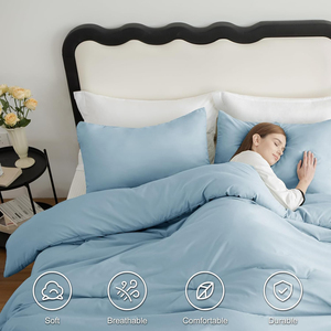 Ensemble de literie matelassé respirant en 3 pièces, ensemble de lit luxueux léger et doux avec couette et 2 taies <span class=keywords><strong>d</strong></span>'oreiller - Product Image 5