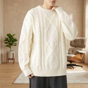 เสื้อสเวตเตอร์ถักแบบสวมใส่สบายสำหรับผู้ชาย ออกแบบตามสั่ง (ODM) ระบายอากาศได้ดี ไซส์ใหญ่ แขนยาว เหมาะสำหรับฤดูใบไม้ร่วงและฤดูหนาว - Product Image 3