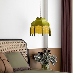 Lustre LED <span class=keywords><strong>en</strong></span> <span class=keywords><strong>tissu</strong></span> vintage à pampilles de style français, <span class=keywords><strong>suspension</strong></span> <span class=keywords><strong>en</strong></span> cuivre <span class=keywords><strong>pour</strong></span> salon, <span class=keywords><strong>chambre</strong></span>, bureau, salle à manger - Product Image 5