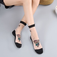 Collants fins mi-mollet en soie cristalline, doublés coton, absorbants la transpiration, pour femme, série dessin animé sexy, vente directe usine