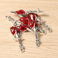 10 pièces/paquet Nouveaux accessoires de bijoux DIY en alliage néo-gothique : boucles d'oreilles, pendentifs de collier, breloques de porte-clés, crâne, épée, cœur