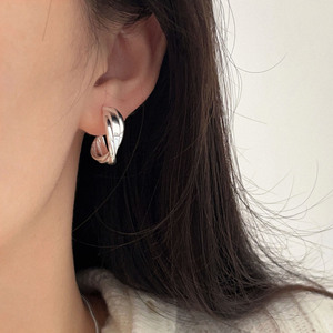 S925 Sterling <b>Silver</b> Geometric Hoop Earrings For Women Everyday Wear 925 <b>Silver</b> Ear <b>Studs</b> Minimalist Design Fashion Jewelry - Product Image 1