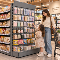 Étagère gondole grise foncée pour supermarché, présentoir robuste simple face pour magasin de détail, épicerie, structure métallique
