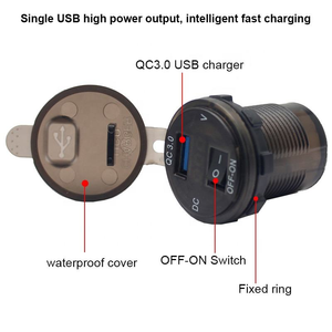 A73 단일 USB 포트 배터리 전압계 ON/OFF 스위치 QC3.0 호환 오토바이 용 12-24V DC 차량용 충전기 차량 자동차 - Product Image 3