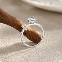 Bague ovale en zircon Ailmay pour femme, argent sterling 925, bijoux étincelants, bague de luxe pour mariage et fiançailles