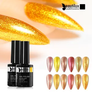 Beautilux jel oje Glitter yarı kalıcı çivi cila UV LED jeller gül altın altın renk vernik 10ml 4 hafta