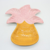 Sous-verre et assiette décorative en céramique motif palmier tropical hawaïen, décoration de table en relief 3D peinte à la main avec cocotier, logo personnalisé