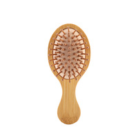 Brosse démêlante compacte personnalisée avec logo pour femmes/enfants, idéale pour cheveux bouclés et mouillés, petite brosse de voyage en bambou pour sac à main