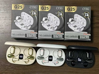 Écouteurs sans fil TWS Q25 les plus vendus en Afrique pour couples, stéréo, avec crochet d'oreille et semi intra-auriculaires, avec affichage intelligent de la batterie