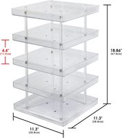 Étagère rotative à 360 degrés à 5 niveaux en acrylique transparent pour vernis à ongles, présentoir de maquillage, organisateur de cosmétiques, support de rangement, étagère carrousel
