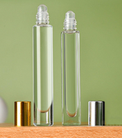 Flacon d'huile essentielle ou de parfum carré rond mat noir blanc transparent 10 ml avec bille roulante en acier inoxydable ou en verre