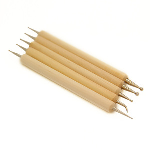 Juego de 5 Herramientas para Decoración de Uñas con Mango de Madera, Bolígrafo de Doble Punta para Puntear, Marcar y Aplicar Diamantes de Imitación - Product Image 6