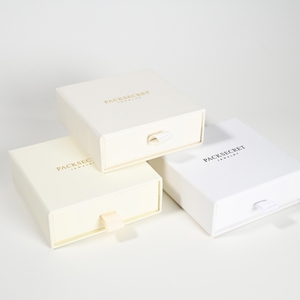 PackSecret Custom Logo <b>Small</b> Paper Cardboard <b>Sliding</b> Drawer Jewelry Box for Ring and Necklace Premium Gift Packaging - Product Image 4