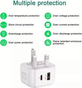 US/EU/UK PD Fast Charger 20W A+<b>C</b> Wall Charger USB <b>C</b> Power <b>Adapter</b> for Mobile Phone - Product Image 6