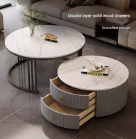 Table basse extensible en marbre durable avec structure en acier, design moderne pour petits appartements, meubles de salon