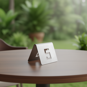 Soporte para tarjetas de lugar con número 5 de acero inoxidable, rectangular, minimalista y duradero - Product Image 3