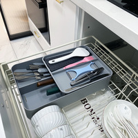 Boîte de rangement pour la cuisine Boîte à compartiments pour couteaux et fourchettes Outils multifonctionnels Organisateur de produits divers Deux couches