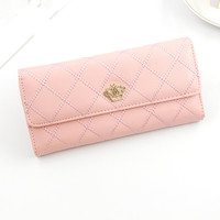 2024 terbaru mahkota logam panjang wanita dompet mewah wanita Pu kulit tempat kartu Clutch dompet tas untuk wanita