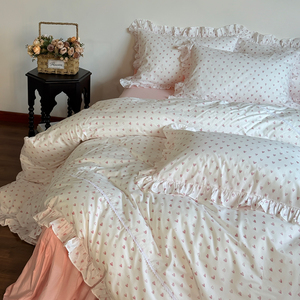 Nouvel ensemble de literie quatre pièces style princesse en dentelle, coton lavé 300 fils, drap, taie d'oreiller, housse de <span class=keywords><strong>couette</strong></span>, taille <span class=keywords><strong>petite</strong></span>, frais et moderne - Product Image 4