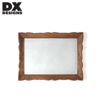 Miroir mural en bois sculpté à la main DX Designs, bord ondulé festonné, miroir décoratif encadré de bois vintage pour salle de bain, salon