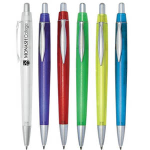 Bolígrafo transparente de plástico esmerilado, bolígrafo promocional con logotipo del cliente impreso, bolígrafo de tinta personalizado, precio barato - Product Image 1